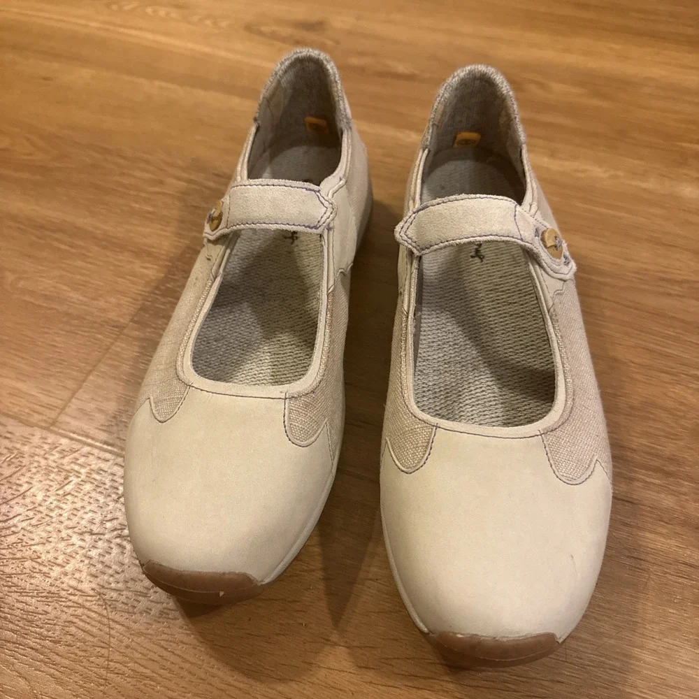 Timberland Earthkeepers Mary Jane Shoes Womens 10M Beige Leather Canvas Vibrant